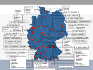 LAndkarte mit den Standorten der Mitgliedsinsitutionen